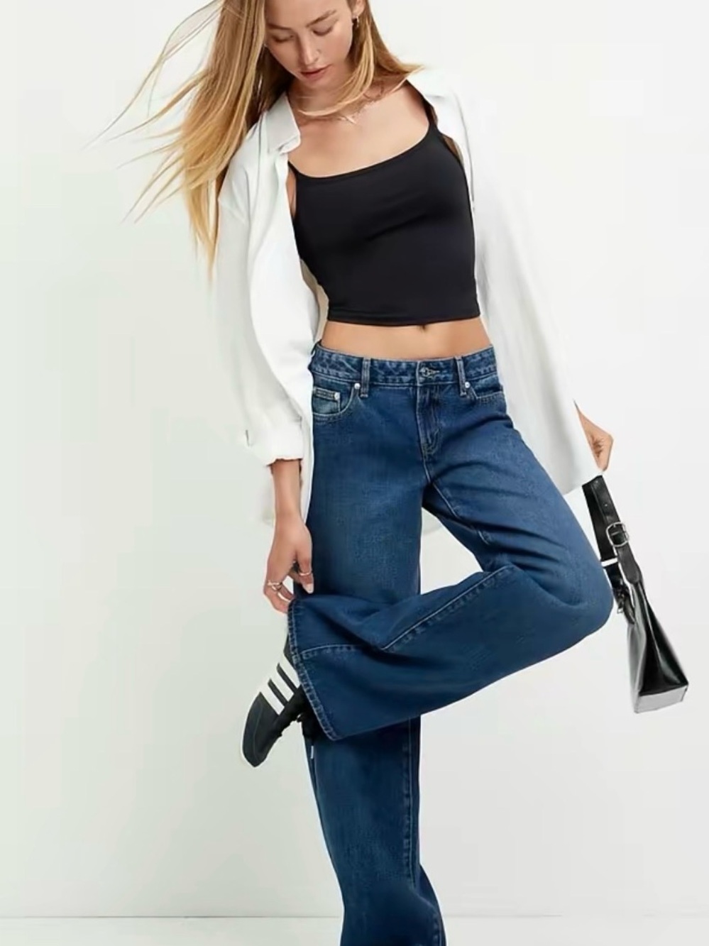 PacSun Women's Casey Low Rise Baggy Jeans Dark Indigo Wash